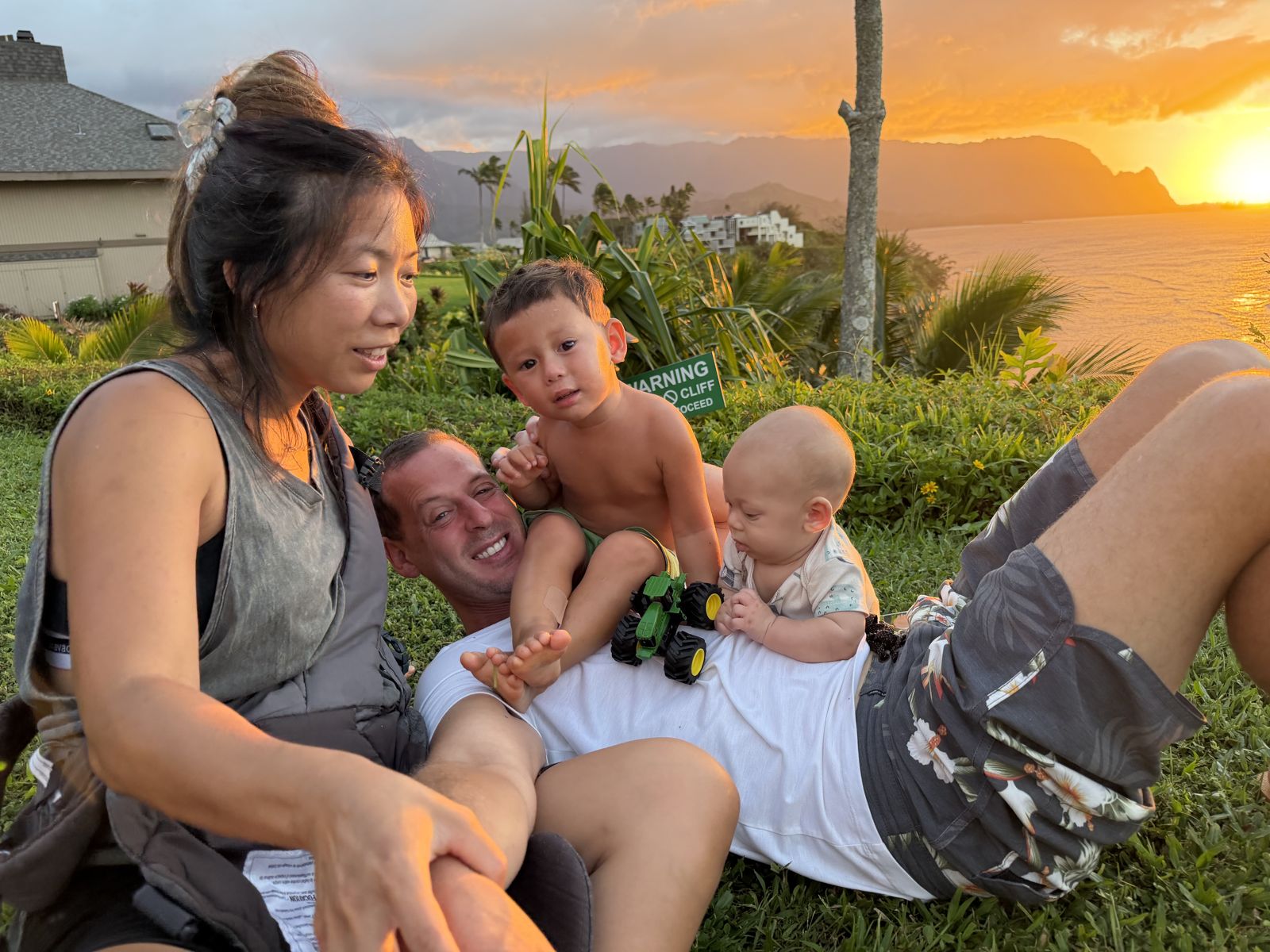 Playing together at sunset